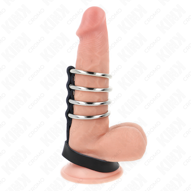 Anelli per pene in metallo con cinturino in pelle regolabile e chiusura a pressione